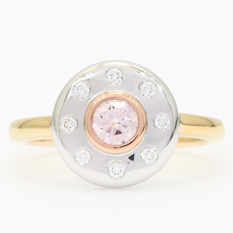 Ceres II 7PR Argyle Certified pink and white bezel-set diamond ring