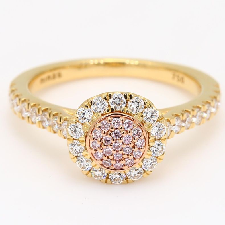 Cherish Argyle pink diamond halo engagement ring