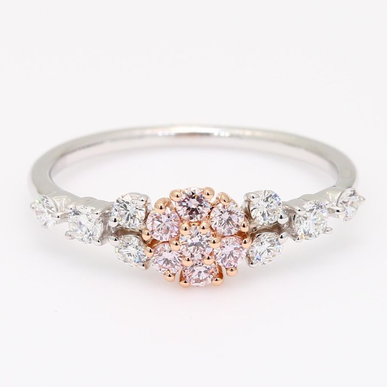 Jamila Argyle pink and white diamond floral cluster ring