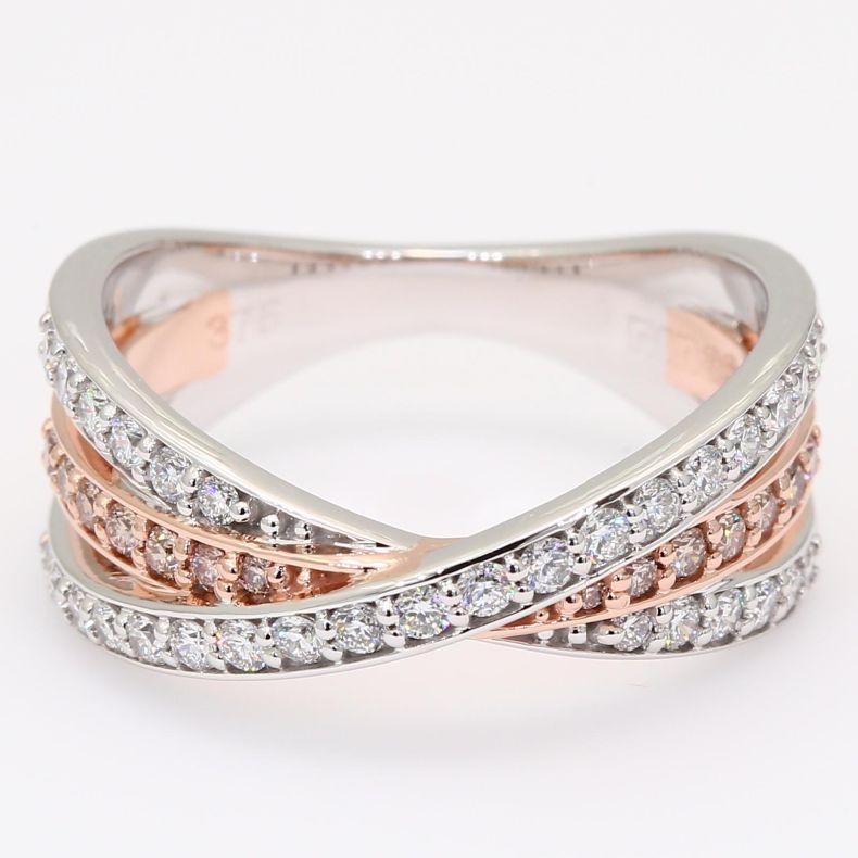 Chrysler Argyle intense pink champagne and white diamond dress ring