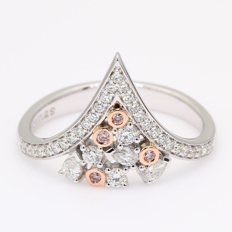 Lilibet Argyle light pink champagne and white diamond dress ring