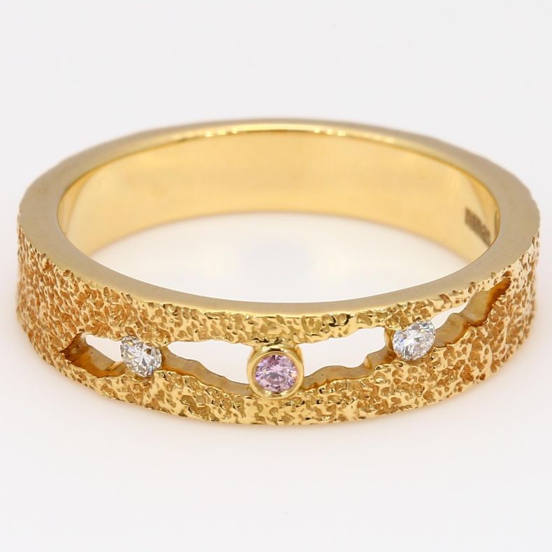 Katherine Argyle pink and white diamond textured ring