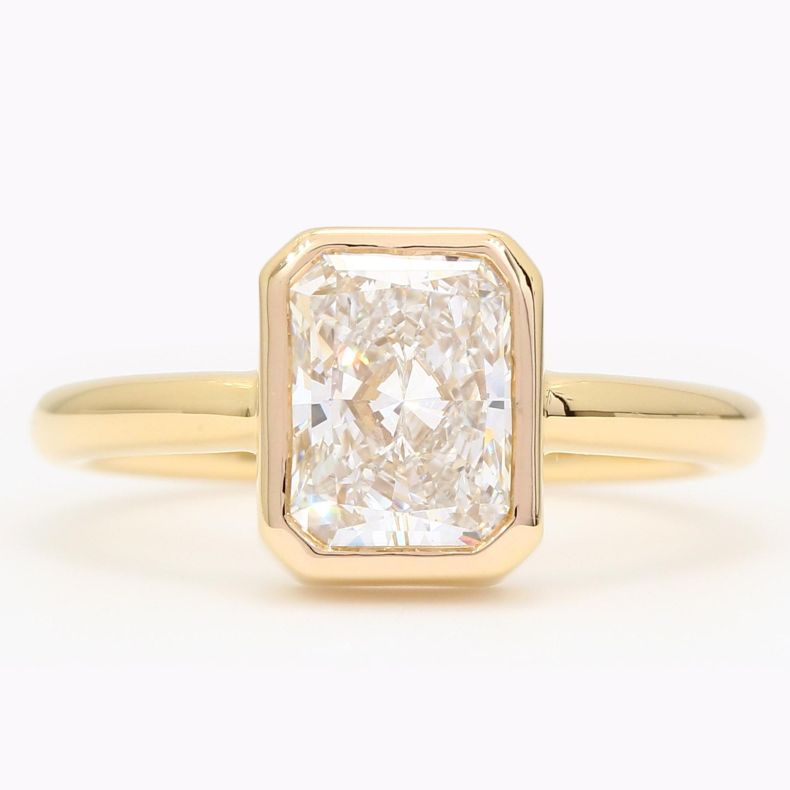 Lark 2.06 carat radiant-cut lab-grown white bezel-set solitaire diamond ring