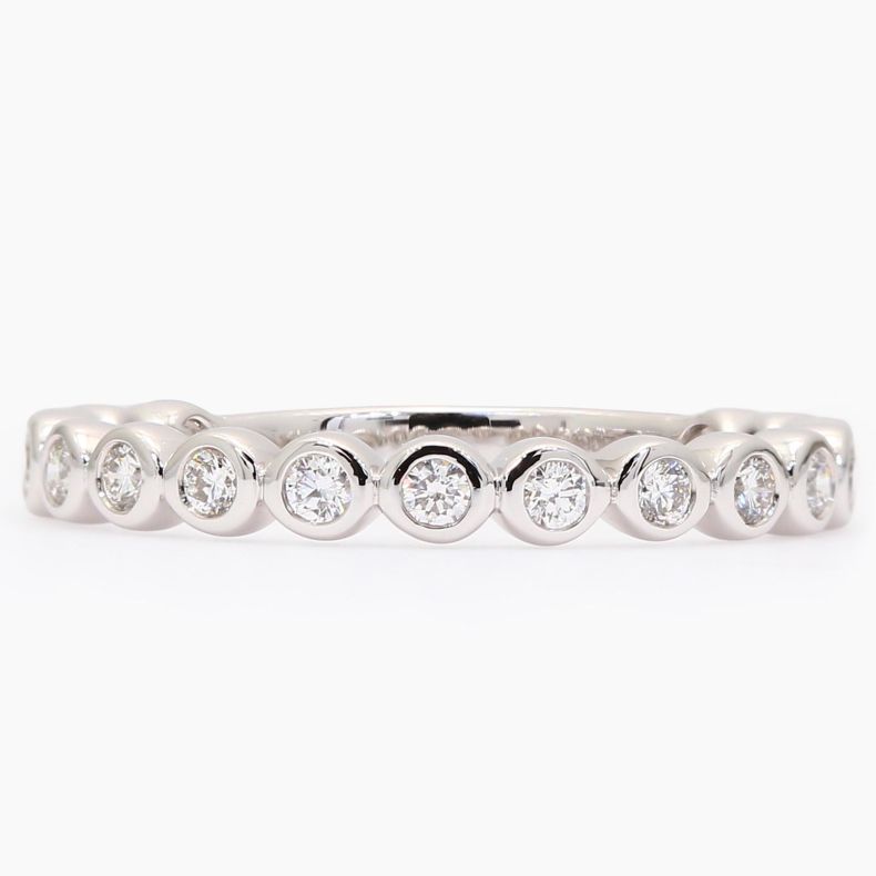 Dove white bezel-set diamond band ring