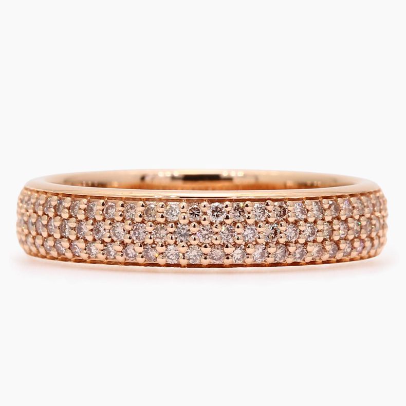 Sidra pave-set Argyle intense pink champagne diamond band