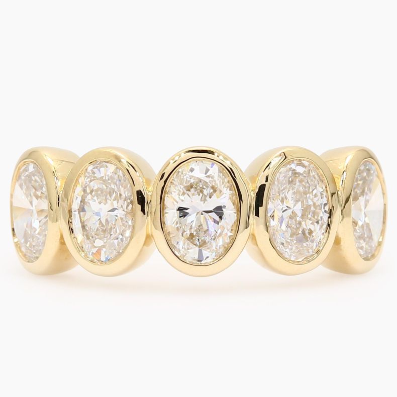 Locket white oval-cut lab-grown diamond band ring