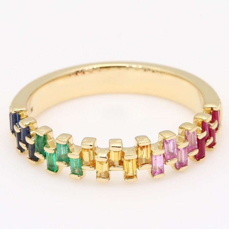 Mavrica sapphire ruby and emerald gemstone ring