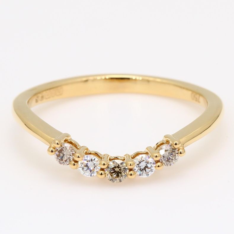 Convex champagne and white diamond stackable ring