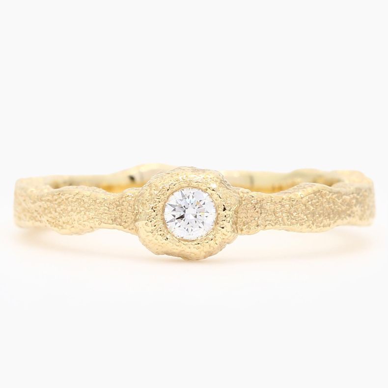 Terra white bezel-set diamond textured ring
