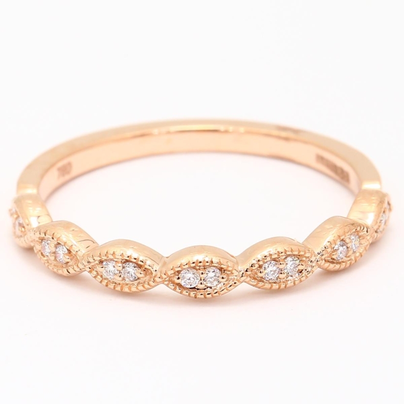 Hepburn White Diamond Art Deco Wedding Band