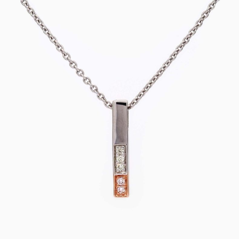 Nolita Argyle light pink champagne and white diamond drop bar pendant