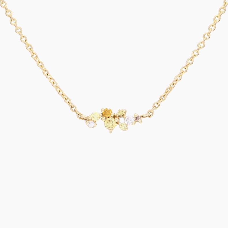 Carousel rainbow diamond cluster necklace