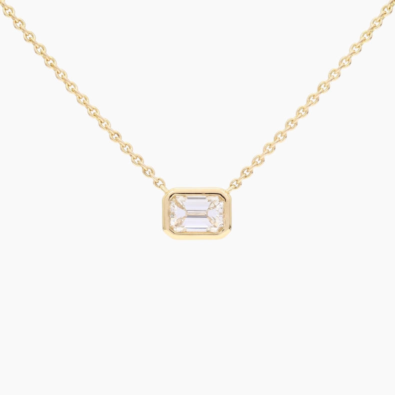 Lucia 0.53 carat emerald-cut white lab-grown bezel-set solitaire diamond necklace
