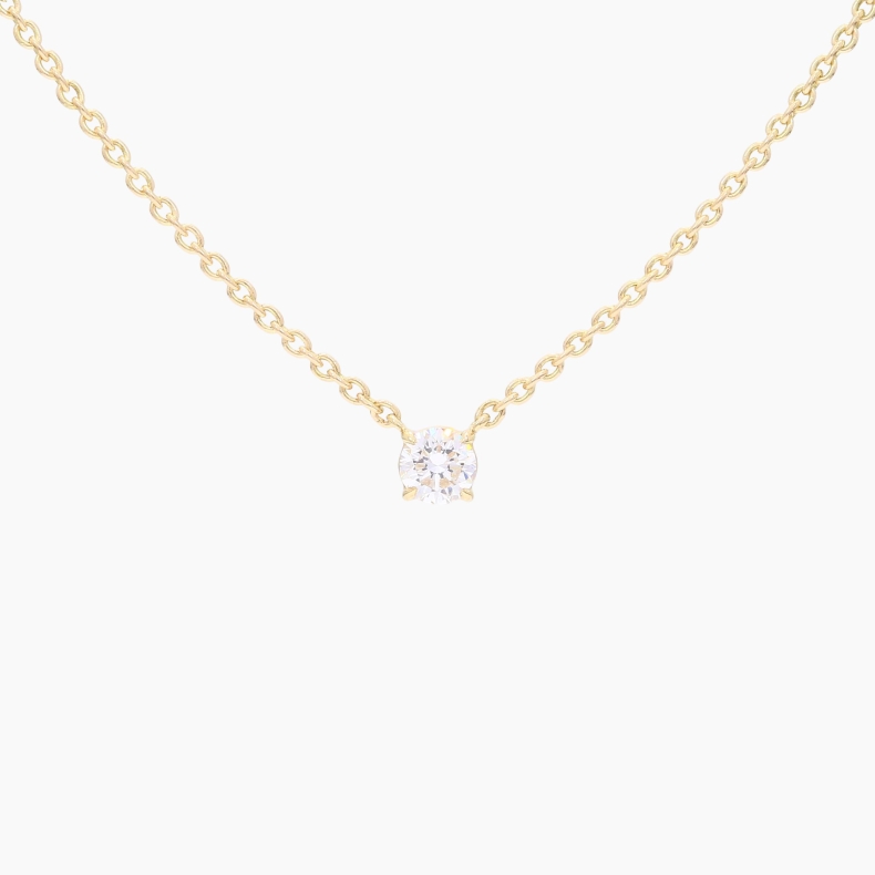 Lumi 0.16 carat round-cut white lab-grown claw-set solitaire diamond necklace