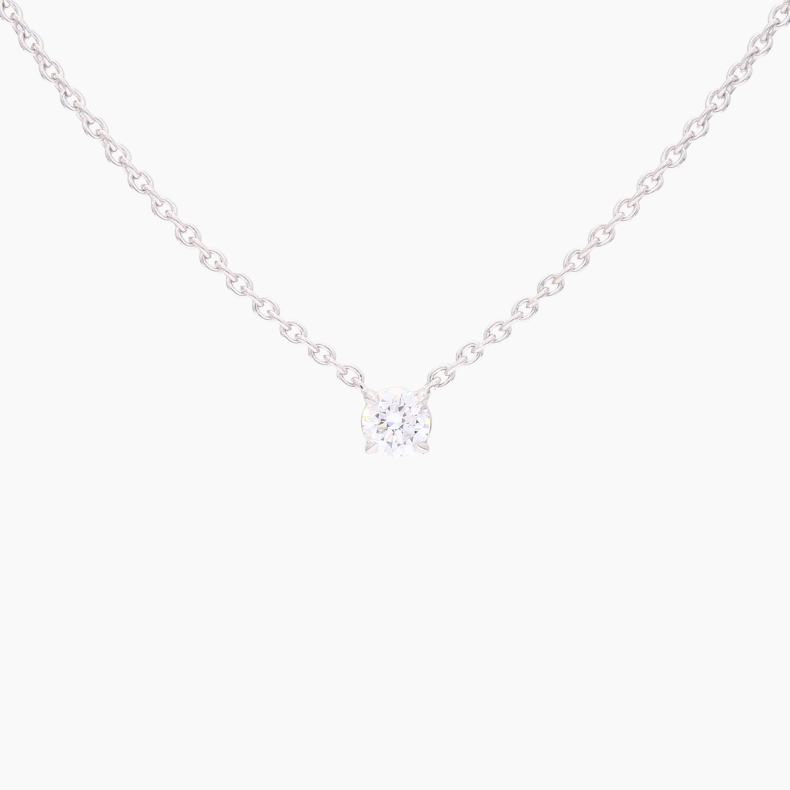 Lumi 0.15 carat round-cut white lab-grown claw-set solitaire diamond necklace