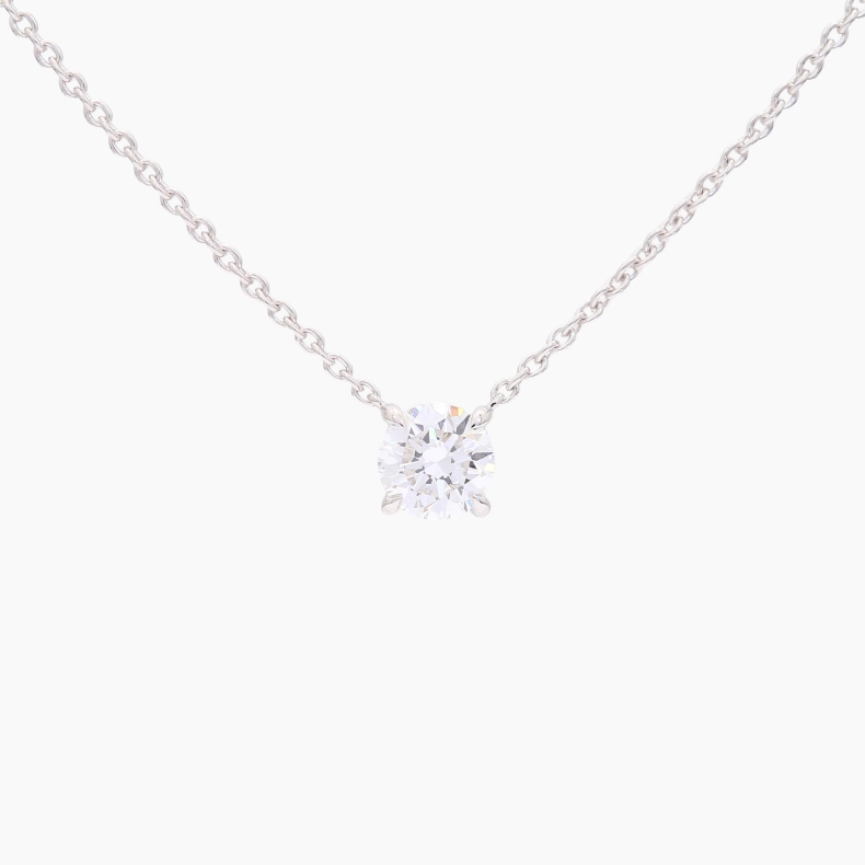 Lumi 0.56 carat round-cut white lab-grown claw-set solitaire diamond necklace