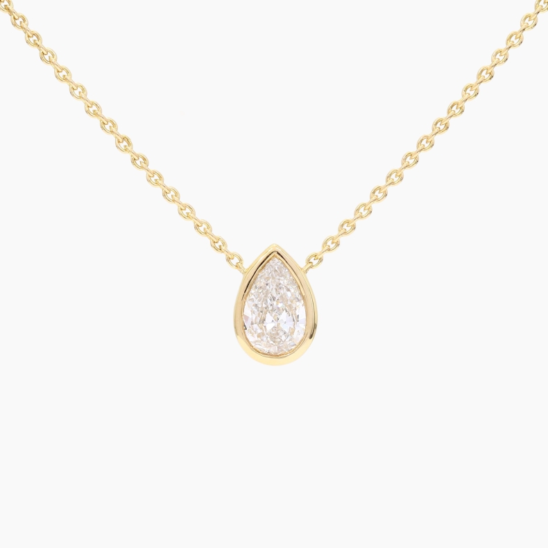 Lunar 0.50 carat pear-cut white lab-grown bezel-set solitaire diamond necklace