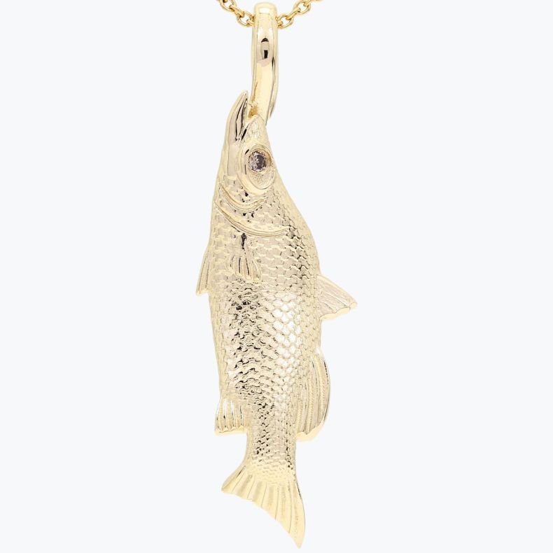 Barramundi champagne diamond fish necklace