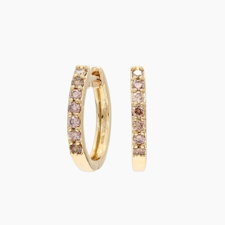 Melody champagne diamond huggie earrings