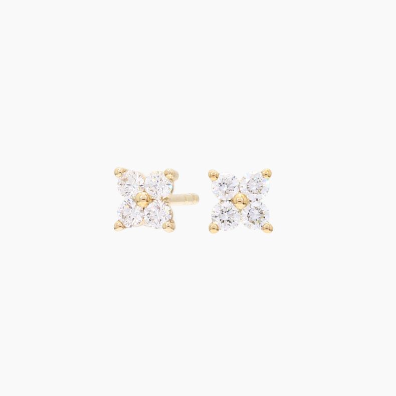 Flora white diamond flower stud earrings