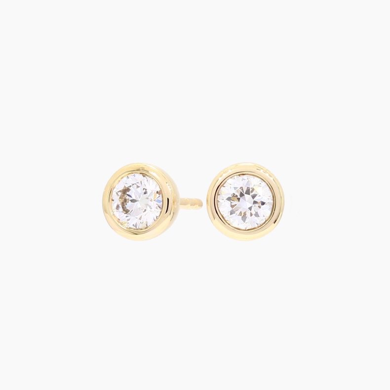 Lunar round-cut white lab-grown bezel-set diamond stud earrings
