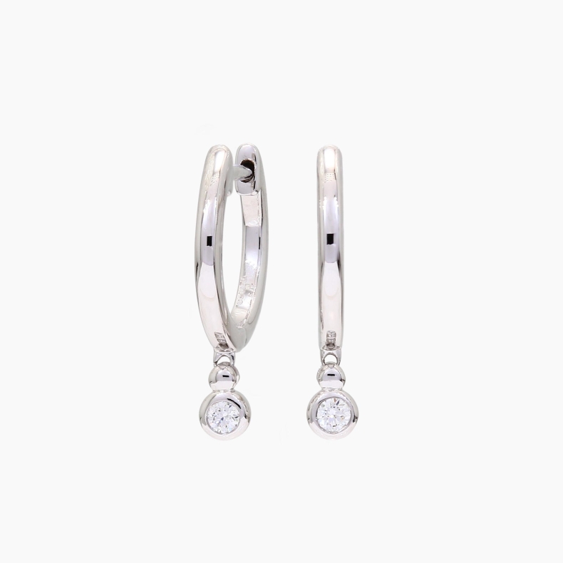 Zelie bezel-set diamond drop huggie earrings