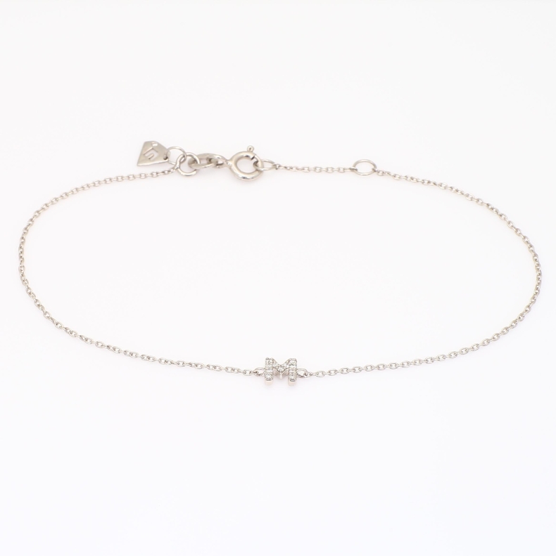 Lexicon white diamond M initial bracelet