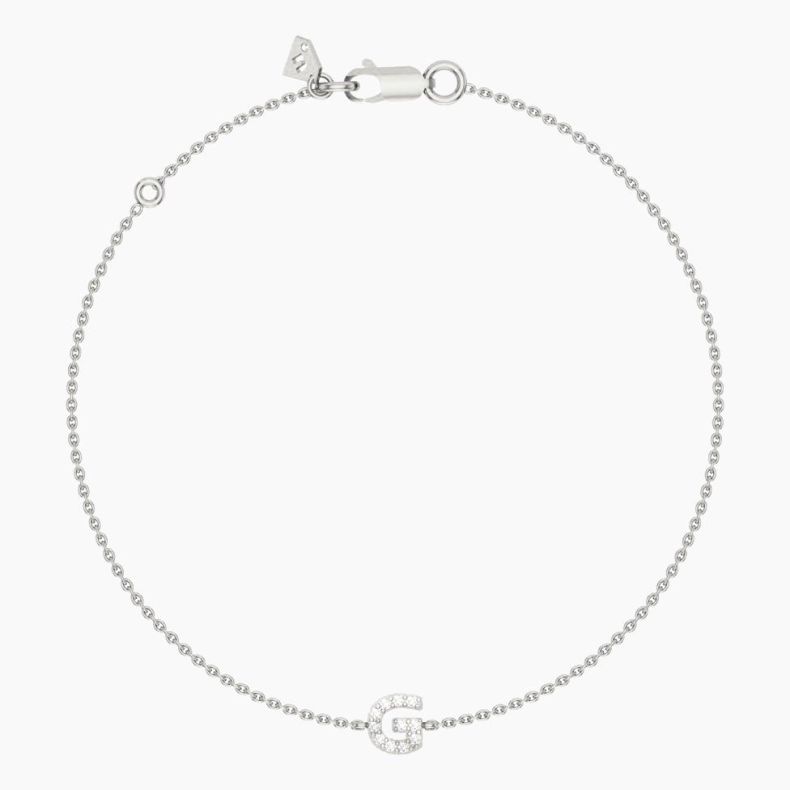 Lexicon white diamond G initial bracelet