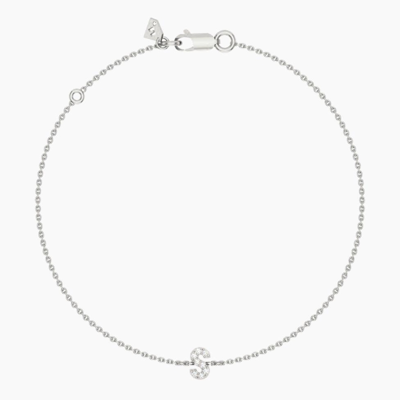 Lexicon white diamond S initial bracelet