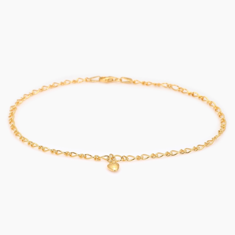 Othello 25cm oval figaro heart charm anklet
