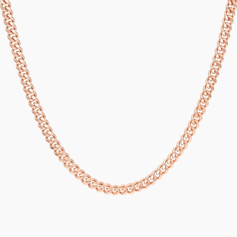 46cm 9 karat rose gold diamond-cut curb chain