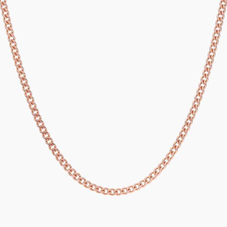 50cm 9 karat rose gold diamond cut curb chain
