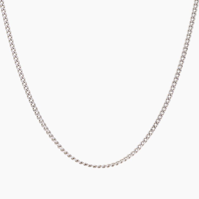 50cm 9 karat white gold diamond cut curb chain