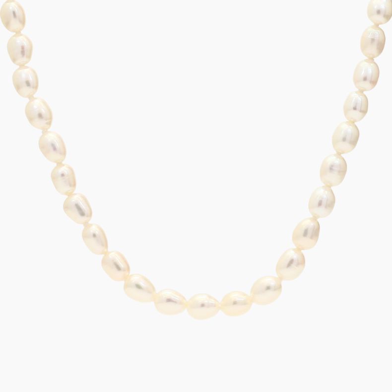 Aleisha rice-shaped freshwater white pearl strand necklace