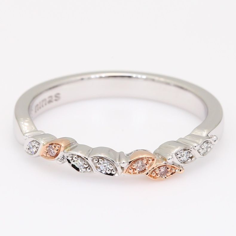 Aveline Argyle light pink champagne and white diamond band ring