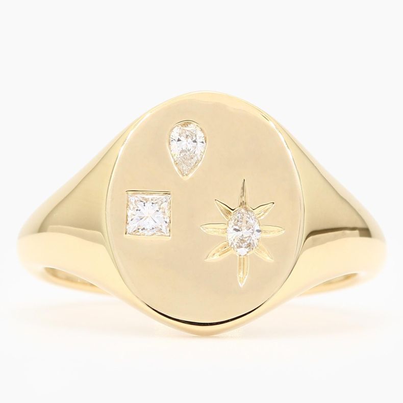 Cygnet white punch-set diamond signet ring