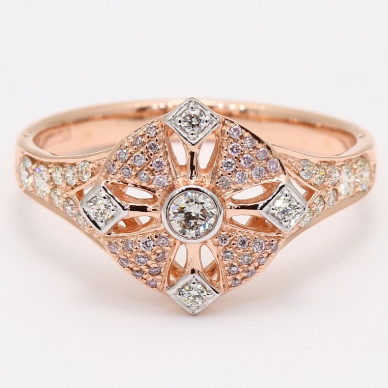 Antoinette Argyle pInk and white diamond cross ring