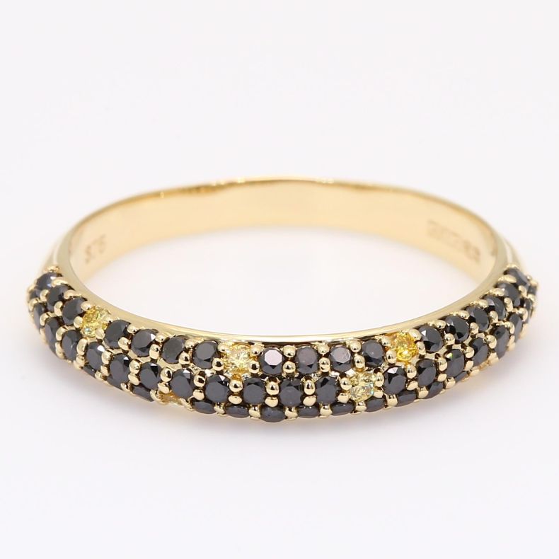 Taipan black and yellow pave diamond band ring
