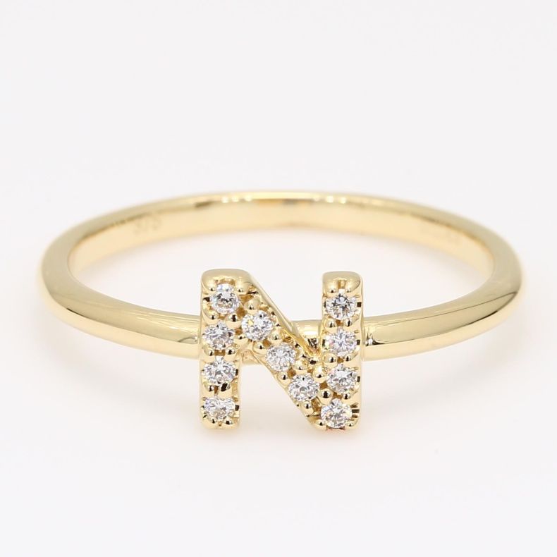 Love Letter N white diamond ring