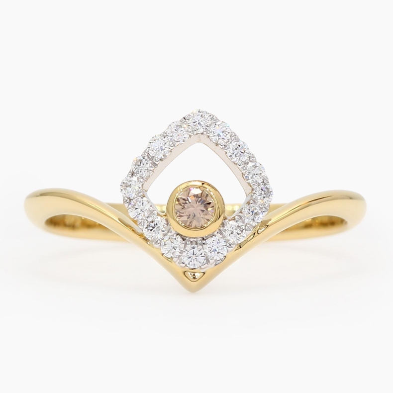 Secret champagne and white diamond chevron ring