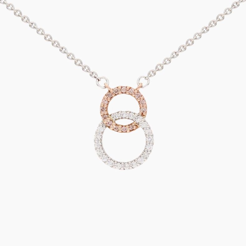 Rush white Argyle pink champagne diamond necklace