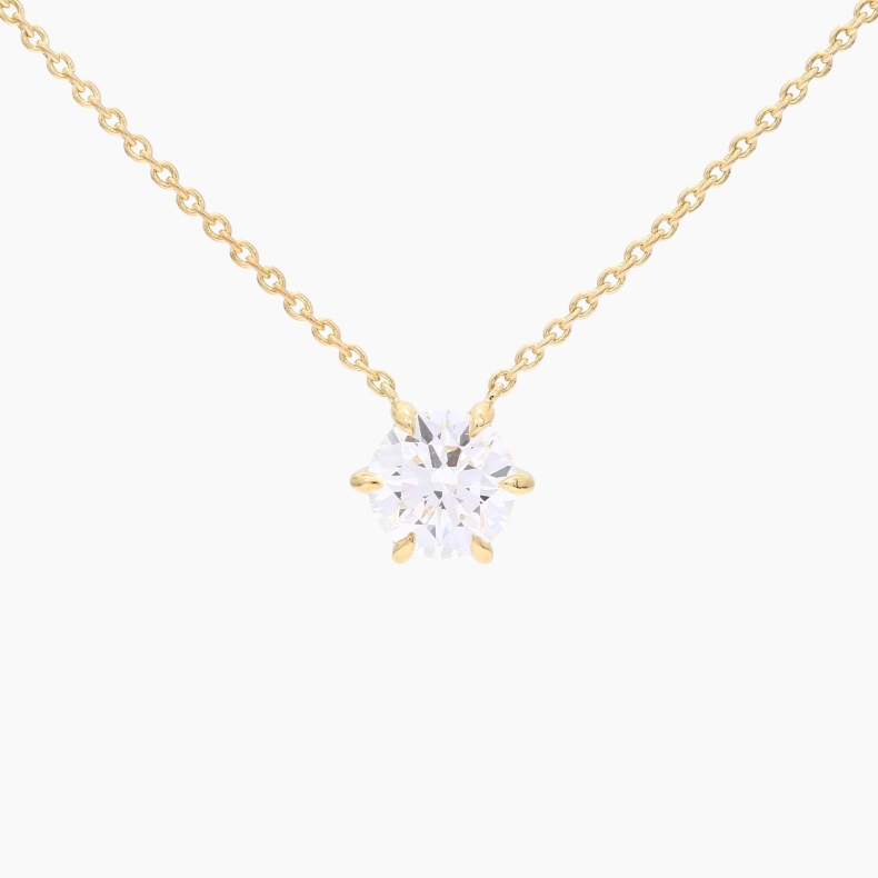 Lucent 1.09 carat round-cut white IGI-certified lab-grown claw-set solitaire diamond necklace