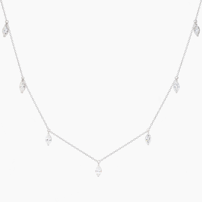 Lena marquise-cut lab grown white diamond necklace