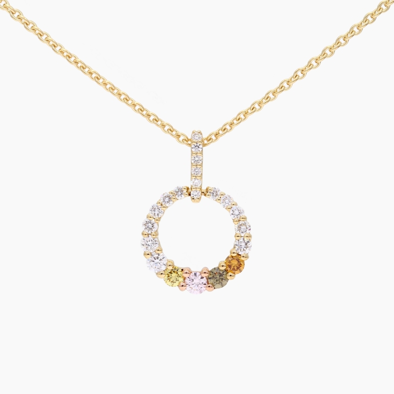 Celeste rainbow diamond circle necklace