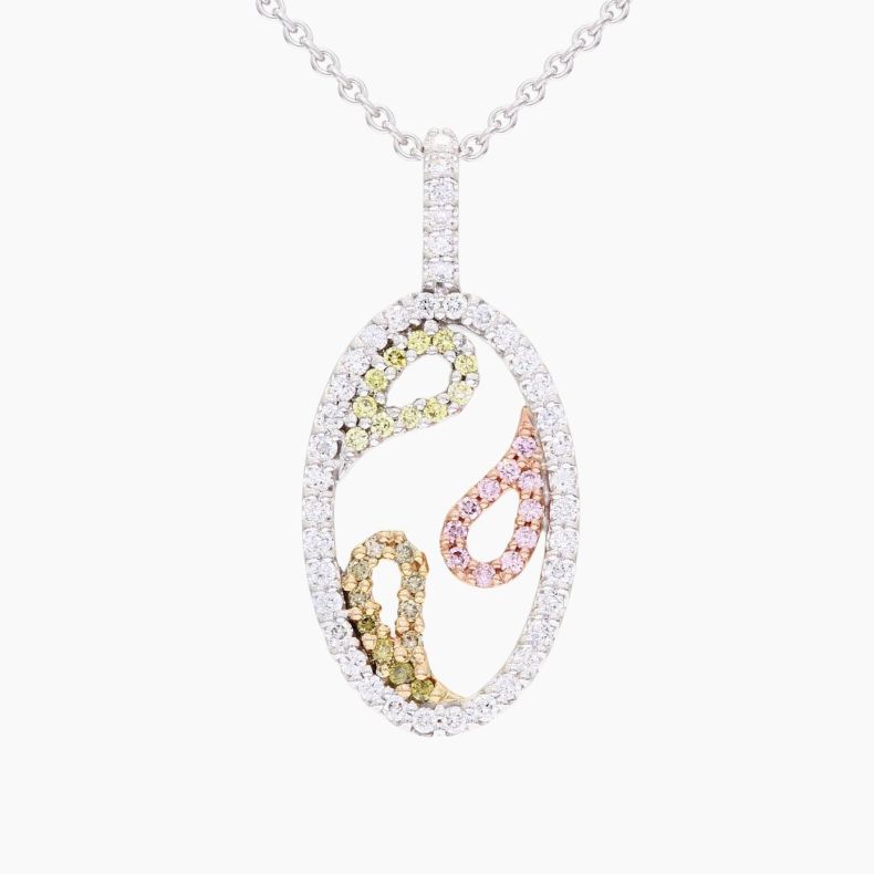 Cashmere Argyle pink and rainbow diamond necklace