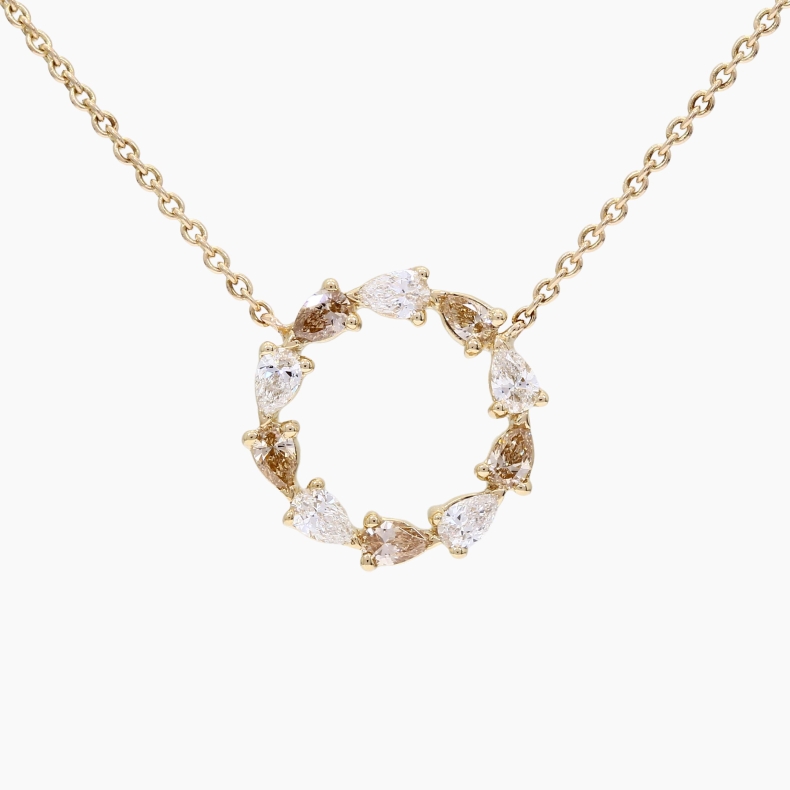 Wreathe pear-cut champagne and white diamond necklace