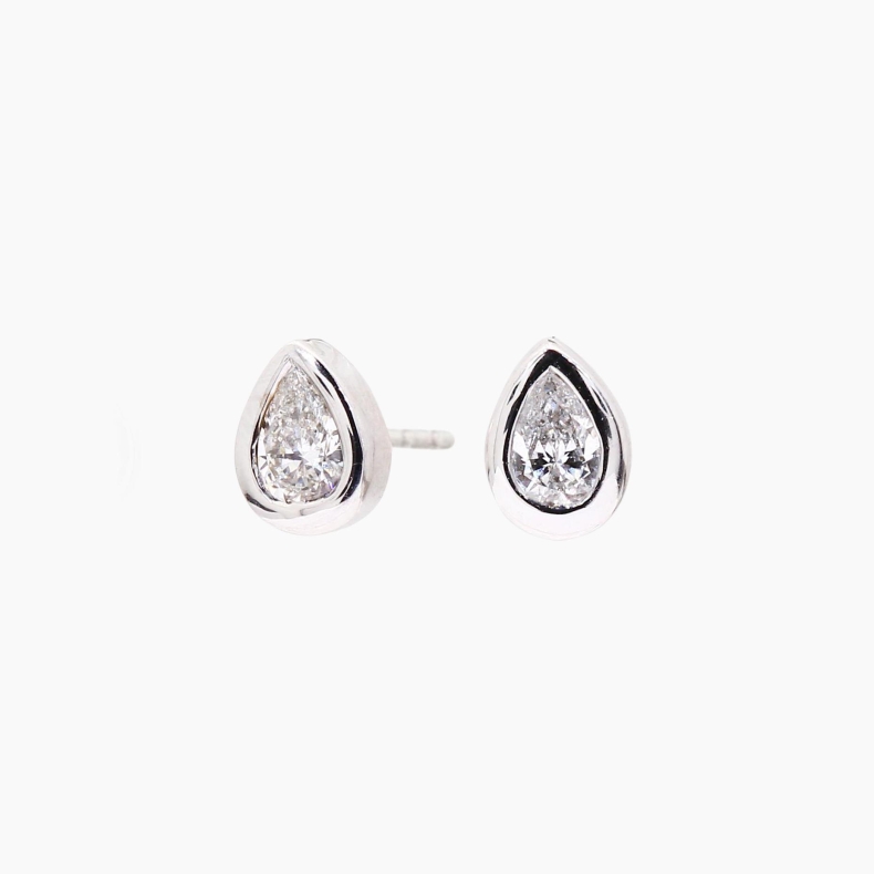 Elixer pear-cut white diamond stud earrings