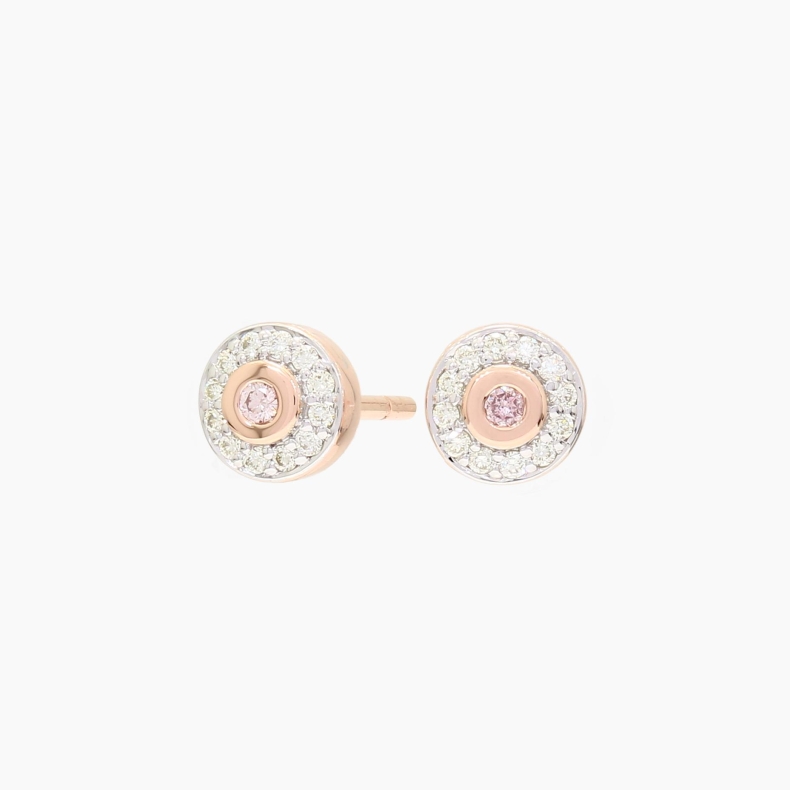 Primrose Argyle light pink champagne diamond halo stud earrings