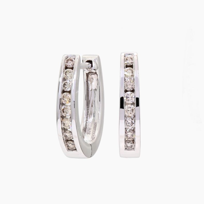 Peyton champagne diamond huggie earrings