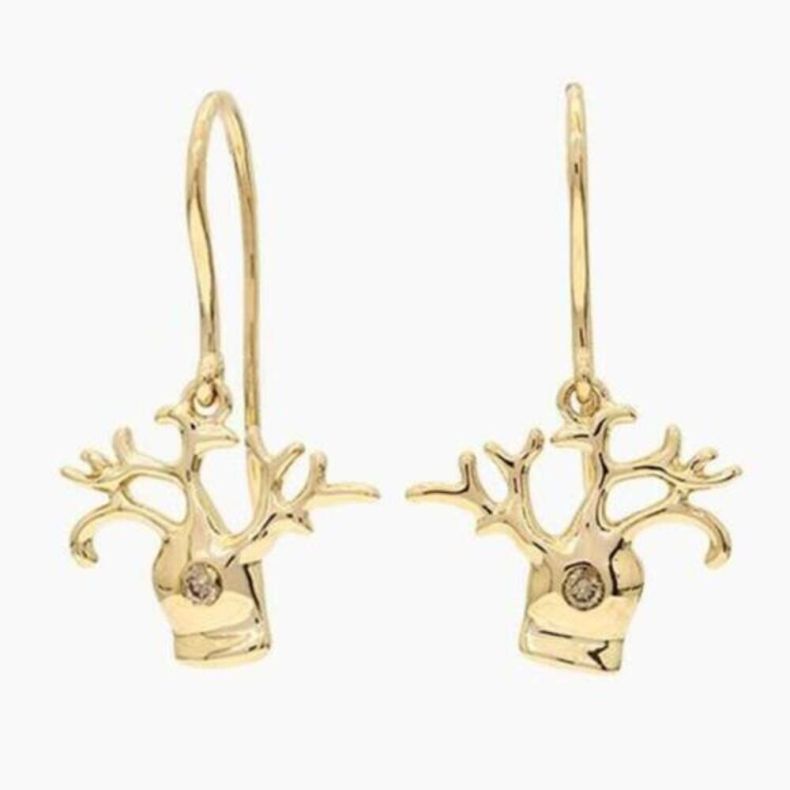 Baby Boab champagne diamond shepherd hook earrings